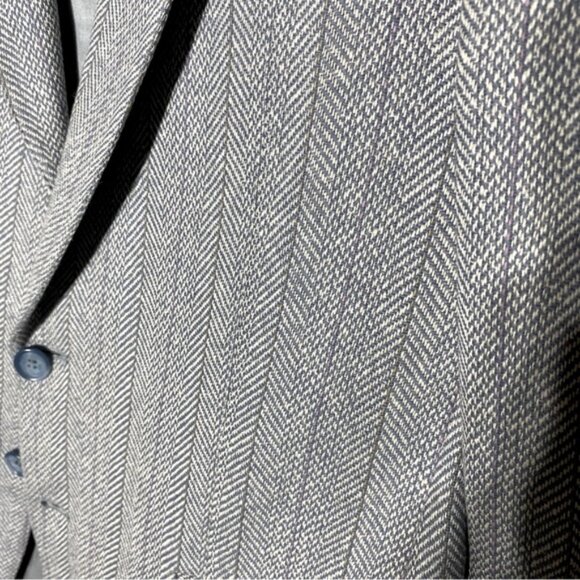 Vintage Wm H Leishmans Light Grey Herringbone Lambswool Silk Blend Blazer 40R - Picture 12 of 15